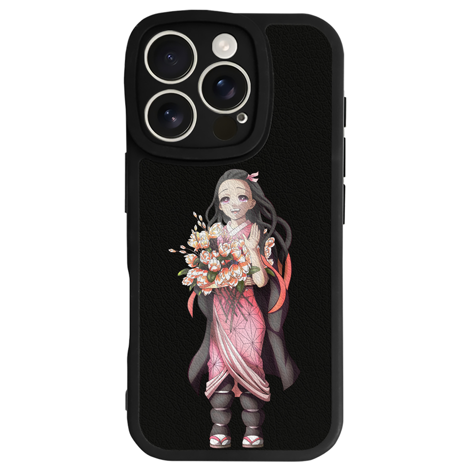 （画像用） 鬼滅の刃（きめつのやいば）竈門 禰󠄀豆子／かまど ねずこ Kamado Nezuko 【iPhone 16シリーズ対応】シリコンスマホケース（レザー調） 材質：シリコン